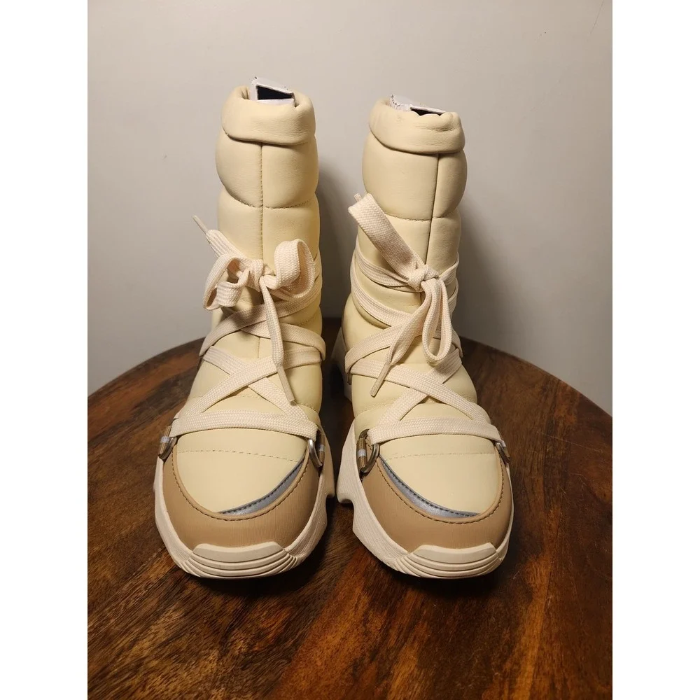 SOREL KINETIC IMPACT NXT WATERPROOF MID BOOT - SIZE: WOMEN 5.5 - HONEY WHITE